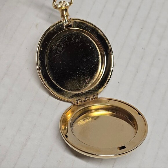 Vintage 80s Gold Tone Floral Locket Pendant Necklace By Evenings P. Craft NWT - Picture 5 of 9